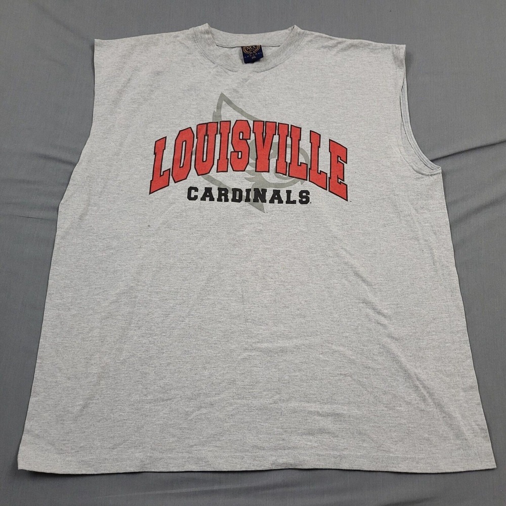 NCC Gold Louisville Cardinals Mens 2XL‎ Gray Sleeveless Muscle T-Shirt Tank Top
